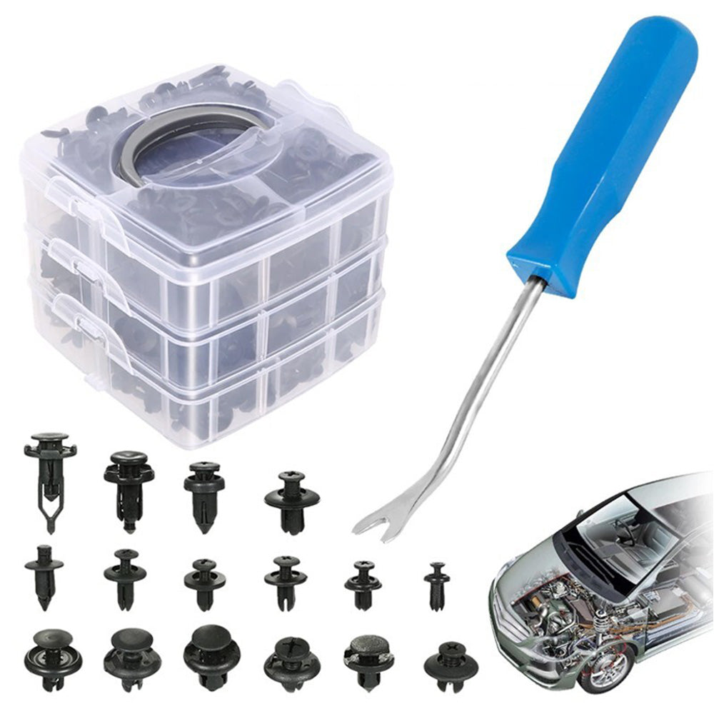 625 Piece Car Trim Clip Fastener Kit 16 Sizes with Tool and Box