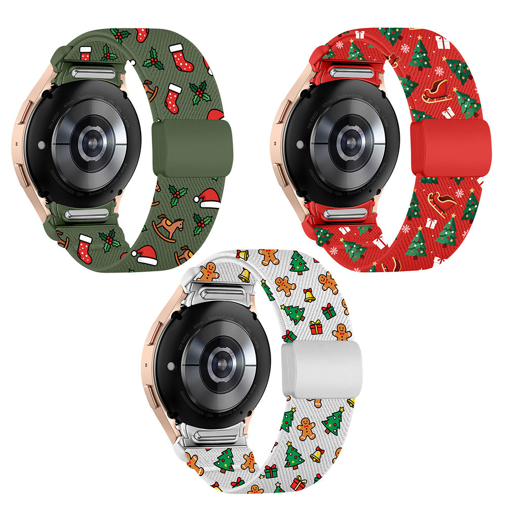 3 PCS Christmas Nylon Watch Bands Compatible with Samsung 6th Gen Quick Release