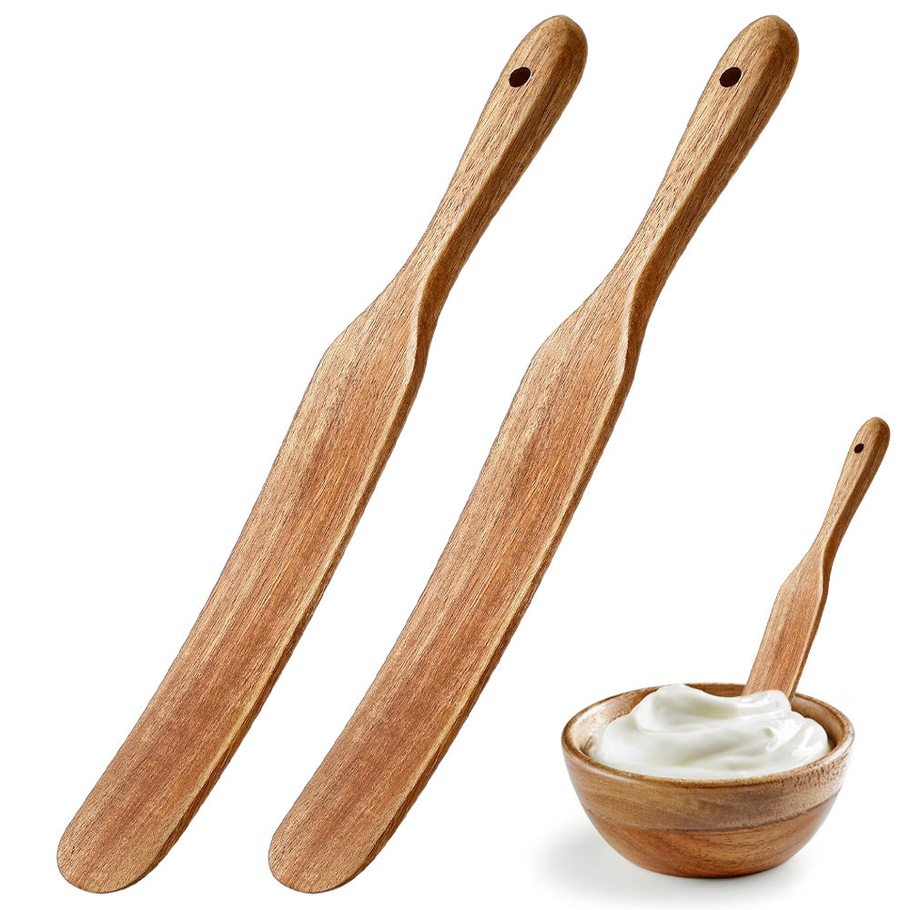2 Pack Wooden Spatulas for Baking Mixing Sourdough and Cooking