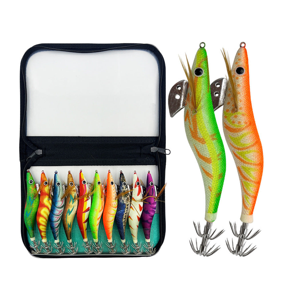 10PCS Egi Squid Jigs Jags Saltwater Glow Squid Lures Luminous Cuttlefish Sleeve Fishing Jigs