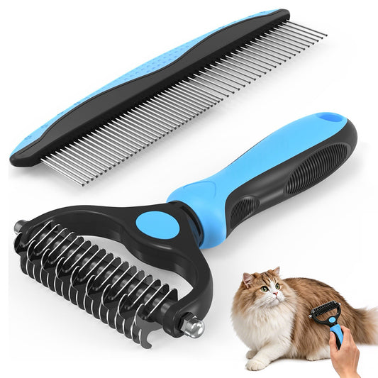 Pet Grooming Combo 2 in 1 Shedding and Dematting Brush for Dogs Cats
