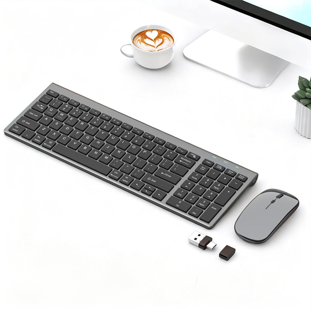 Wireless Keyboard and Mouse Set Triple Modes Bluetooth  Rechargeable For Tablet PC