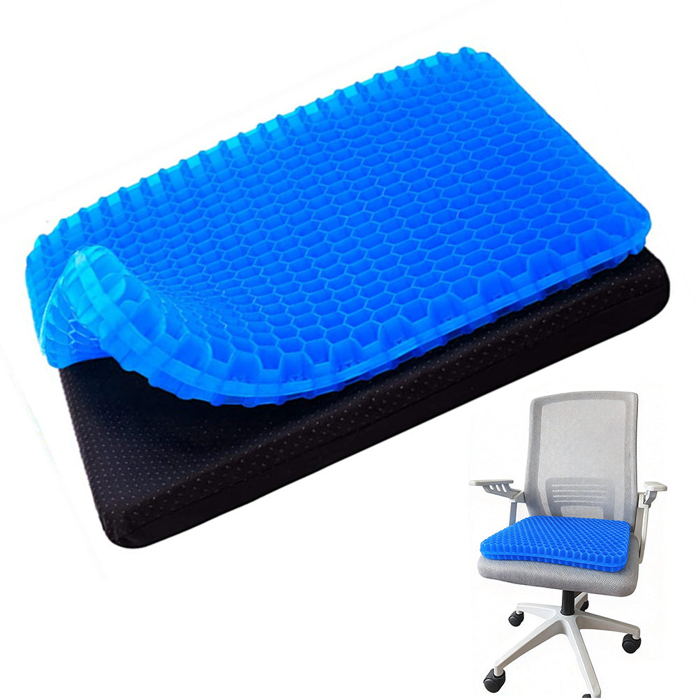 42x36x6cm Blue Honeycomb Gel Seat Cushion with Removable Cover