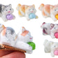 6Pcs Cute Flocked Cat Figurines Cat Playing Yarn Balls Garden Decor Set