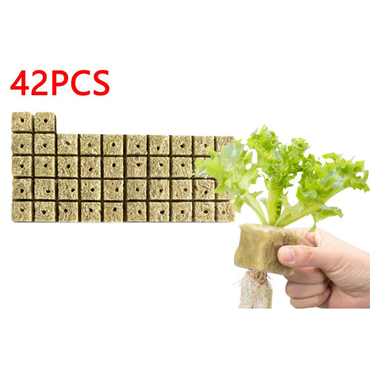 42Pcs Soilless Cultivation Rock Wool Substrate Seedling Grow Cubes Vegetable Planting Cube