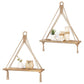2X42x14cm Bohemian Macrame Rope Wall Display Shelf with Tassels