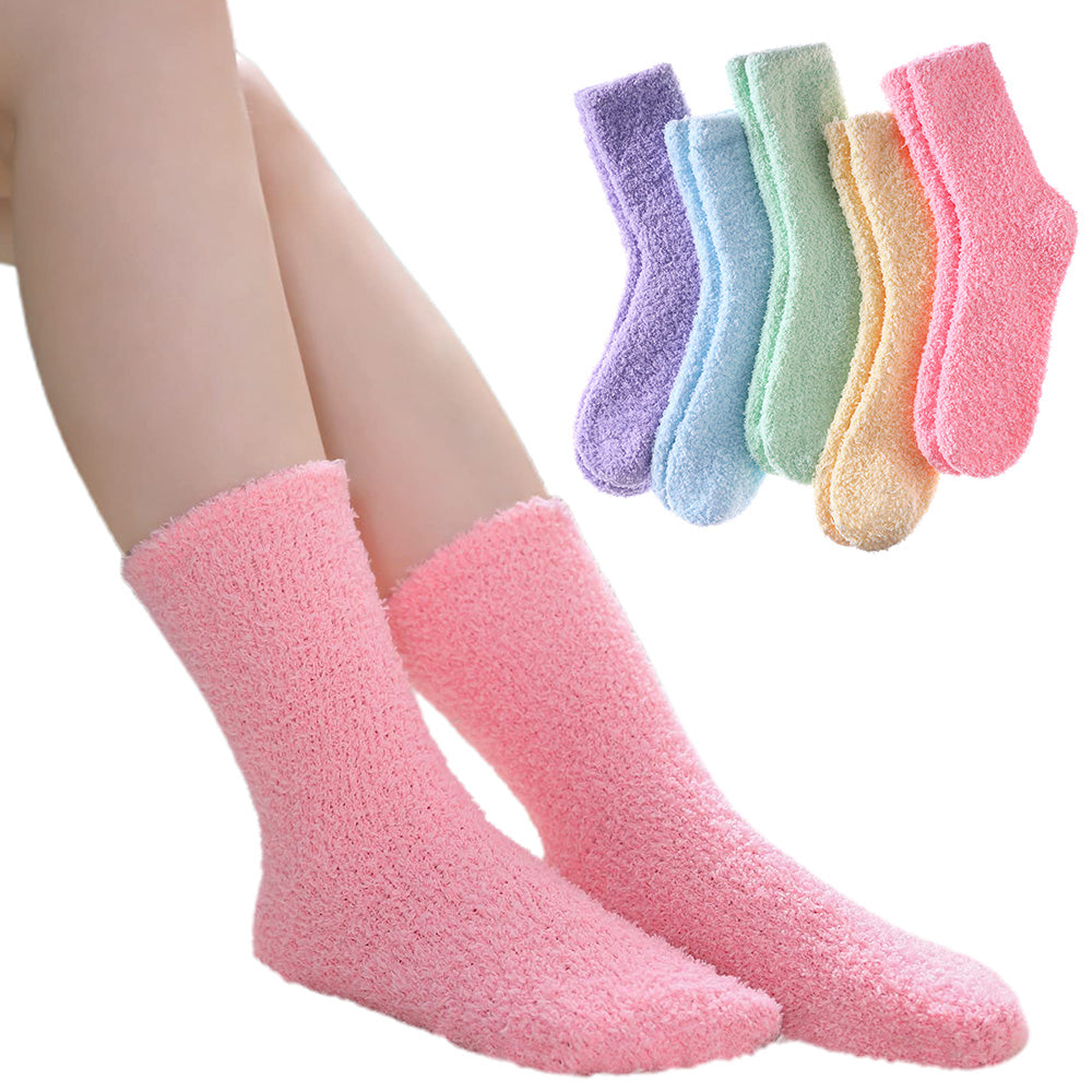 5 Pairs Womens Fuzzy Plush Socks Warm Winter Sleeping Soft Cozy Home Lounge