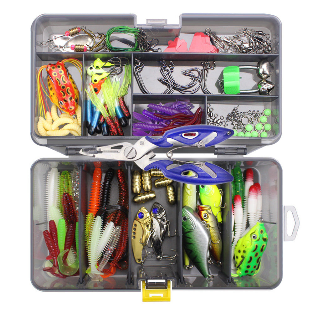 169PCS Fishing Lures Kit Set Two Layers Tackle Box With Fishing Baits Fishing Plier