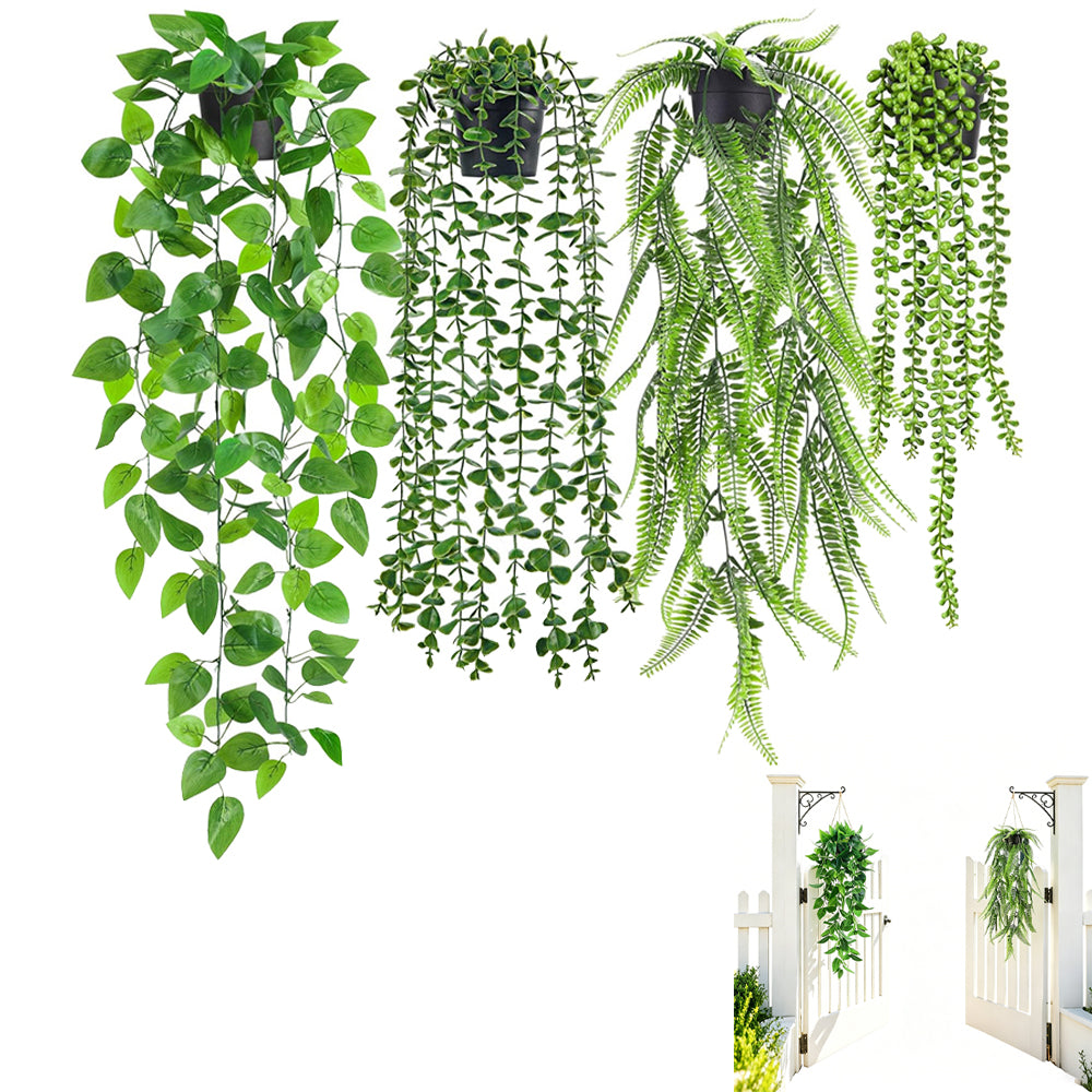 4 PCS Fake Hanging Plants with Pots Artificial Plants for Wall Room Balcony Office