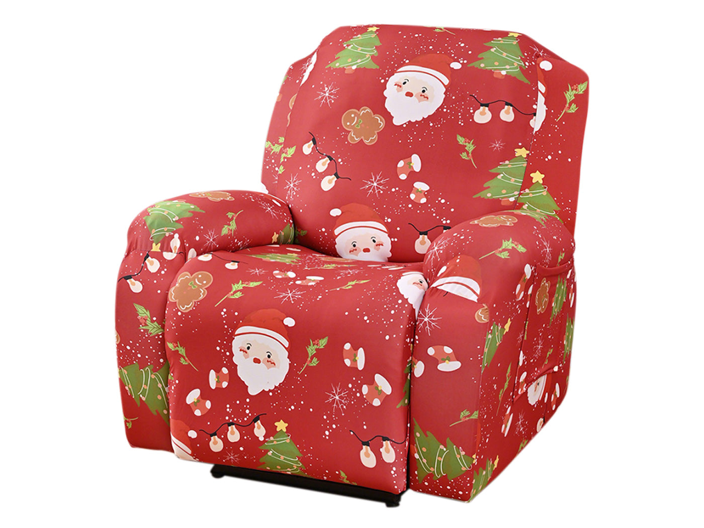 Christmas Recliner Chair Cover Sofa Slipcover with Side Pocket