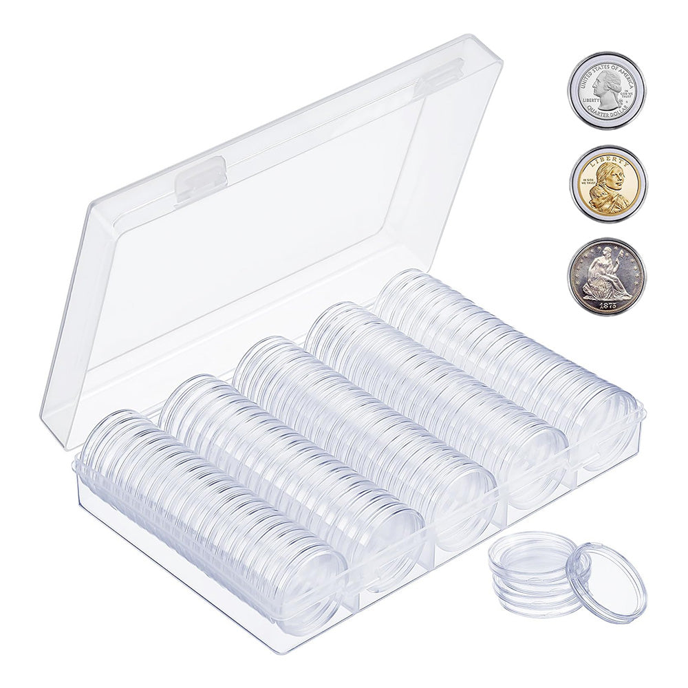 100Pcs 30mm Coin Capsules with EVA Foam Inserts for Coin Collection