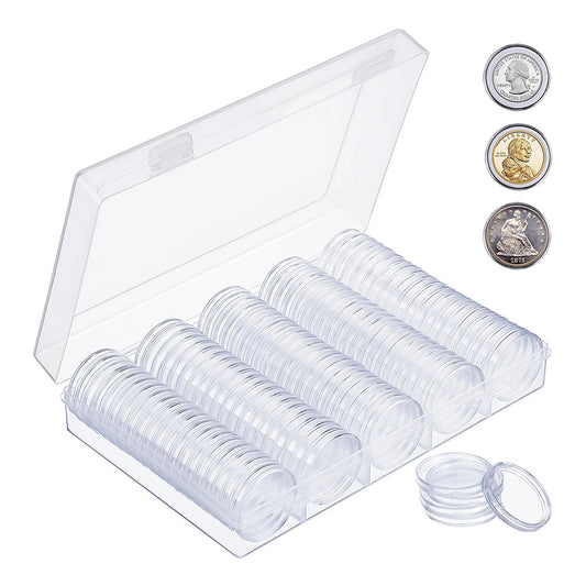 100Pcs 30mm Coin Capsules with EVA Foam Inserts for Coin Collection