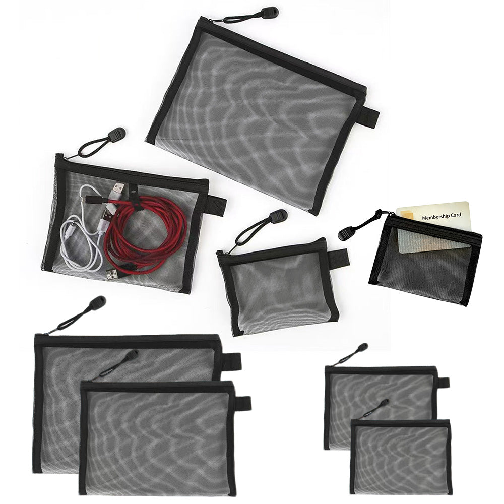 8 Piece Black Mesh Travel Organizer Bag Set in 4 Sizes