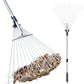 Adjustable Long Handle Metal Leaf Rake for Lawn Garden Yard Soil Loosening
