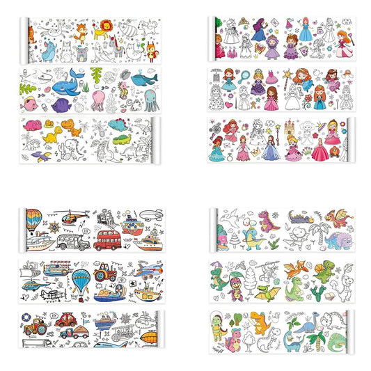 4 Large Coloring Paper Scroll Rolls Drawing Set 30x300cm for Little Ones