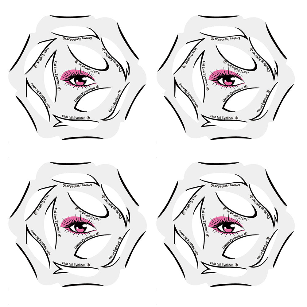 4 Sheets Eyeliner Stencil Kit Transparent Reusable Eye Shadow Stencil for Makeup