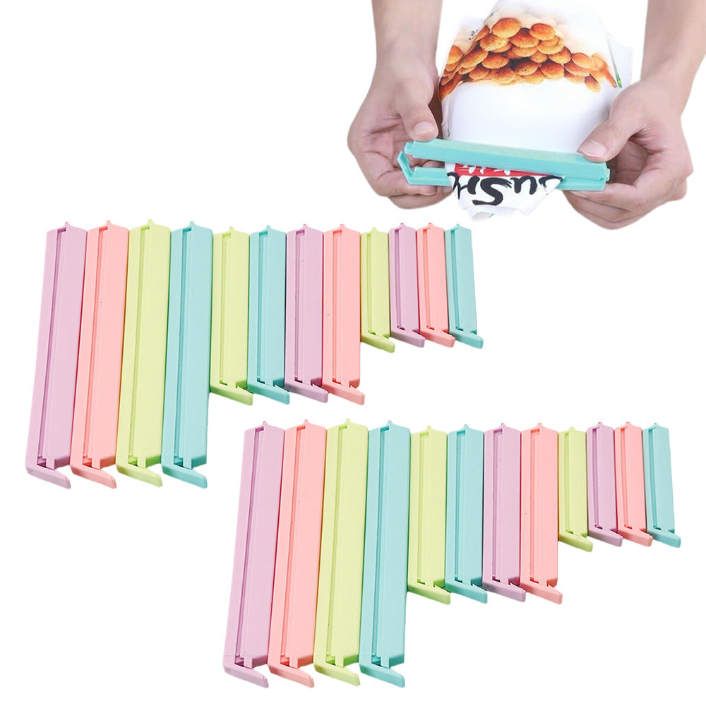 24PCS Plastic Sealing Bag Clip Sealer Clamp Kitchen Storage Food Snack Chips Seal Tool