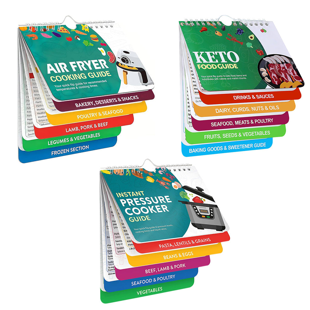 Cooking Cheat Sheets Set Air Fryer Pressure Cooker Keto Guide Fridge Calendar