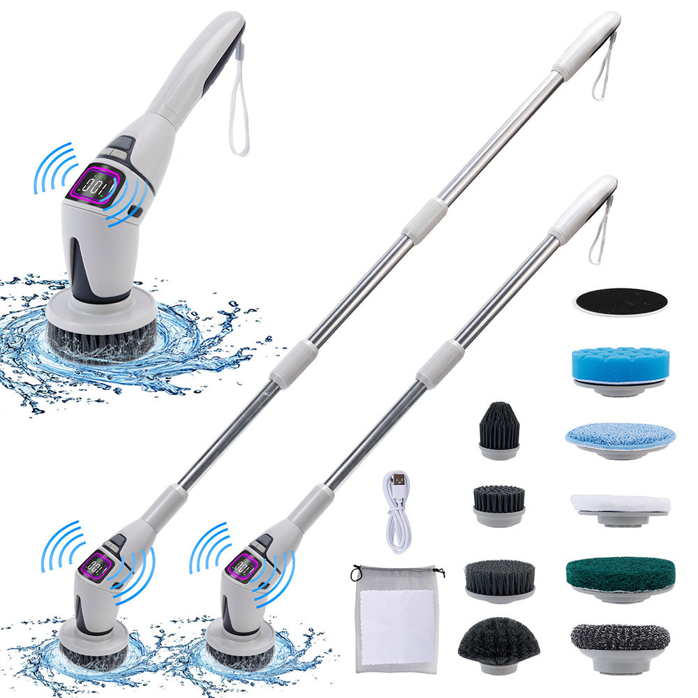 Electric Spin Scrubber with 10 Brush Heads 3 Speeds Cordless Cleaning Brush for Home Office