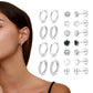 11Pairs Hypoallergenic Stud Hoop Earrings for Women Trendy Silver Hoops Cartilage Earring Stacks Set