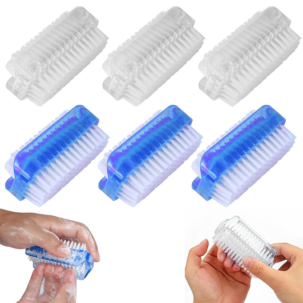 6Pcs Double Sided Nail Brushes Manicure Pedicure Cleaning Scrub Brush Set