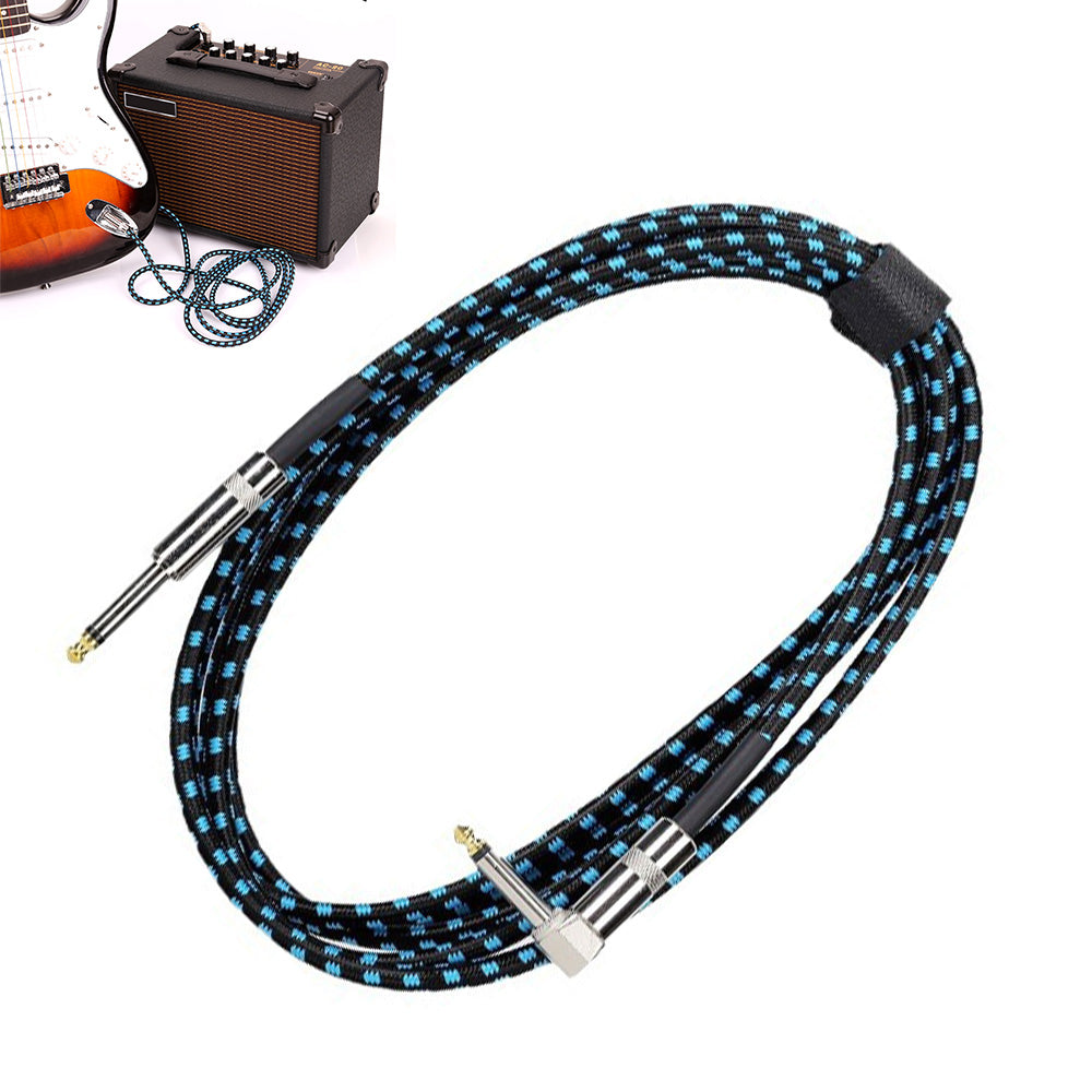3m Audio Cable 6.35mm Straight to Right Angle Cord for Amplifiers and Effects