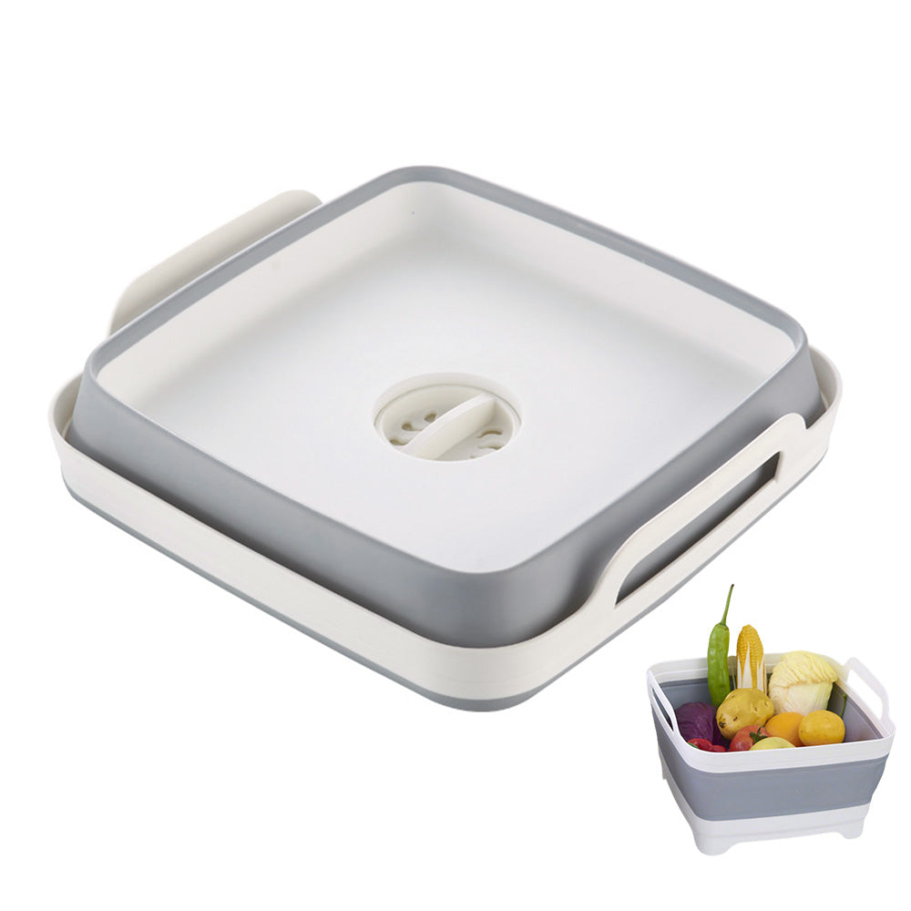 Collapsible Dish Basin with Drain Plug Portable RV Camping Sink