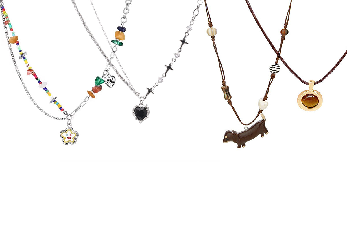 4pcs Women's Pendant Necklace Trendy Hoodie Sweater Chain
