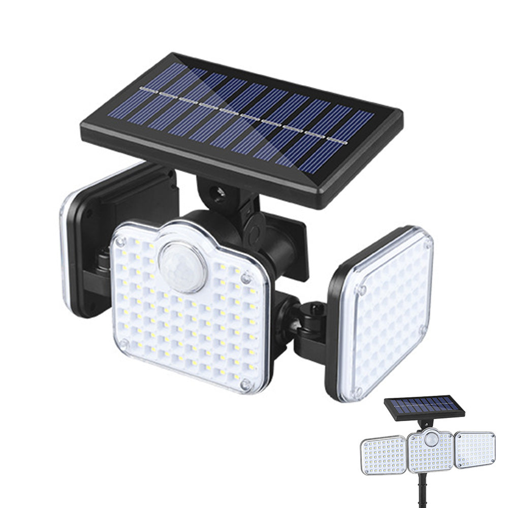 3 Head 321 LED Solar Motion Sensor Outdoor Garden Wall Protective Flood Light