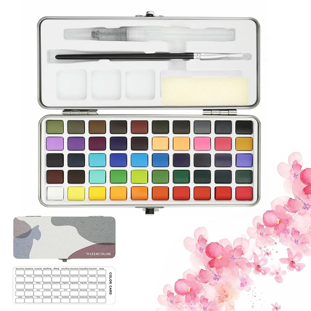 50 Colors Watercolour Paint Set with Brushes for Artists and Hobbyists