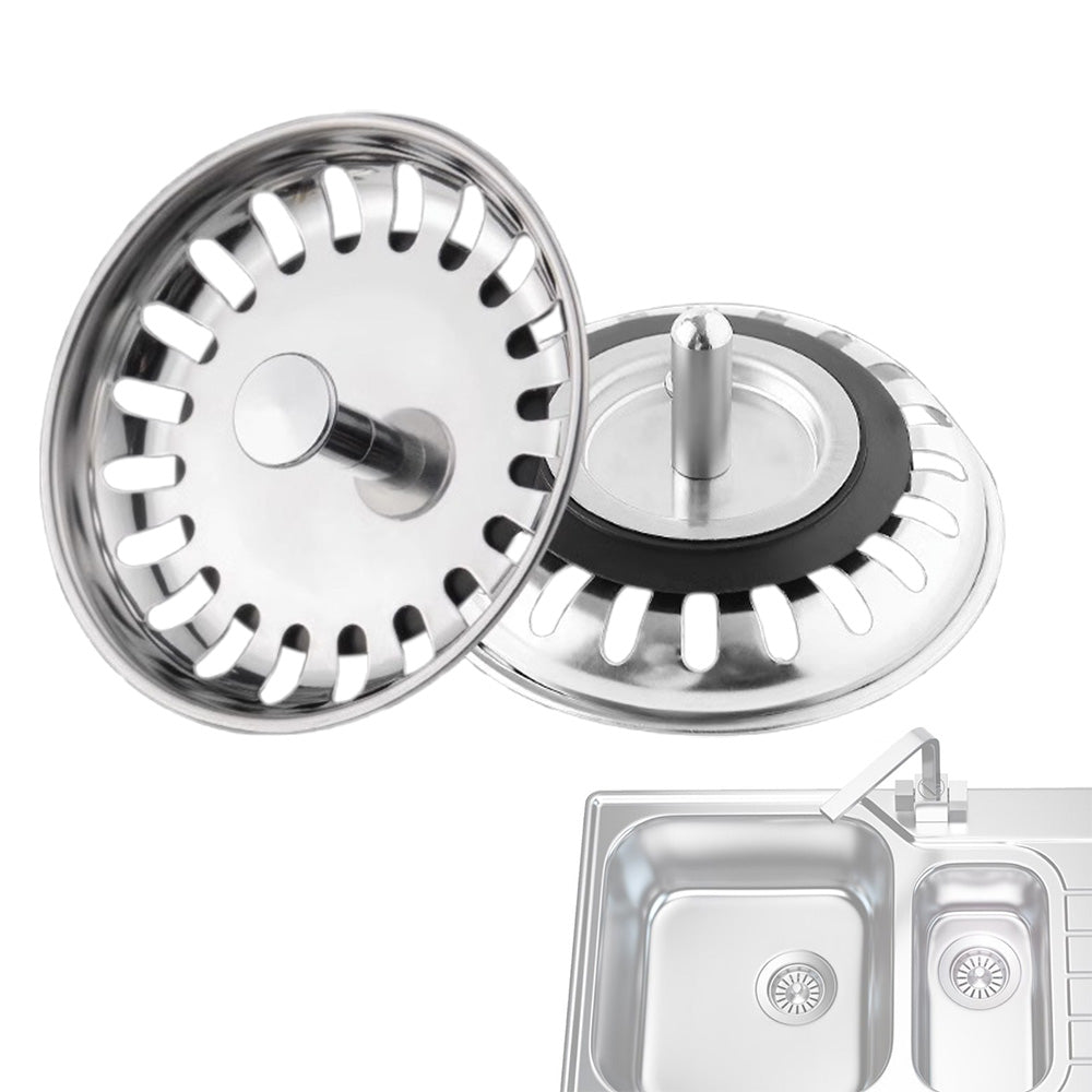 2 Pack Kitchen Sink Strainer Drain Stopper Baskets with Rubber Seals