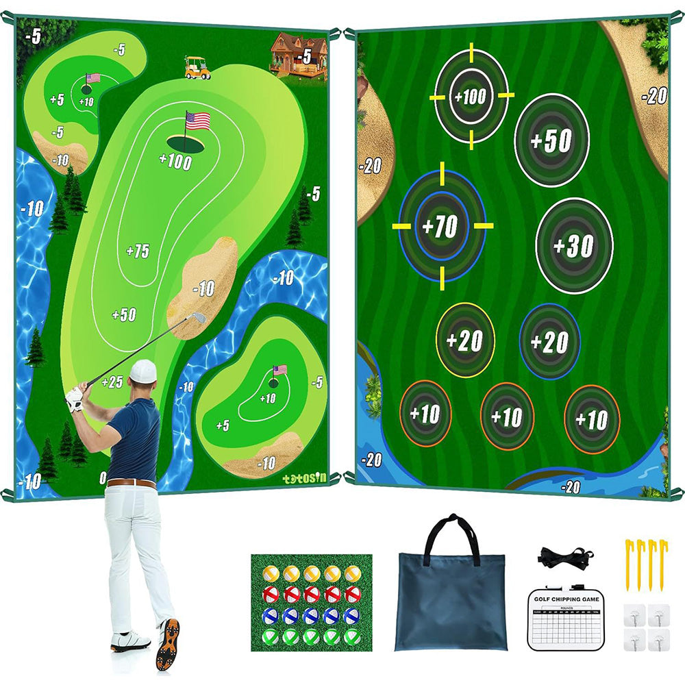 Double-Sided Golf Chipping Practice Mat for Indoor and Outdoor Use