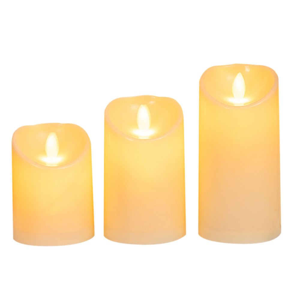 3 Piece Flameless Candles with Dancing Flame for Home Party
