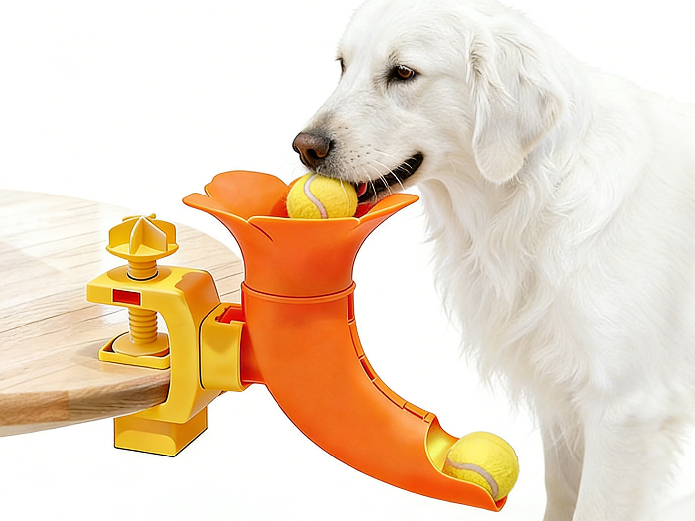Interactive Dog Ball Launcher with Table Clamp Dog Training Toy for Indoor Fetch Games