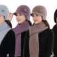 Winter Warm Earflap Hat Scarf Set for Elderly & Middle-Aged Ladies Women