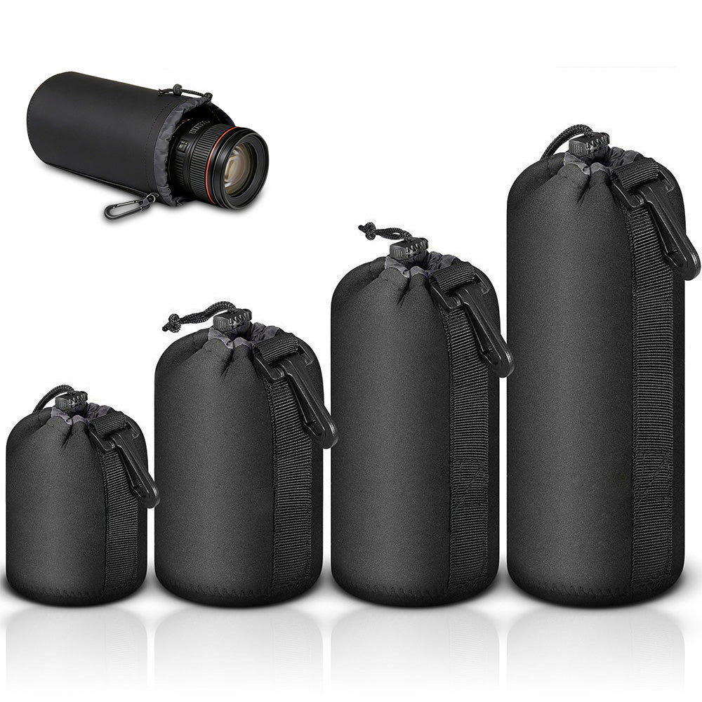 4Pack DSLR Camera Lens Pouch Case Bag Cover Canon Nikon Sony Panasonic
