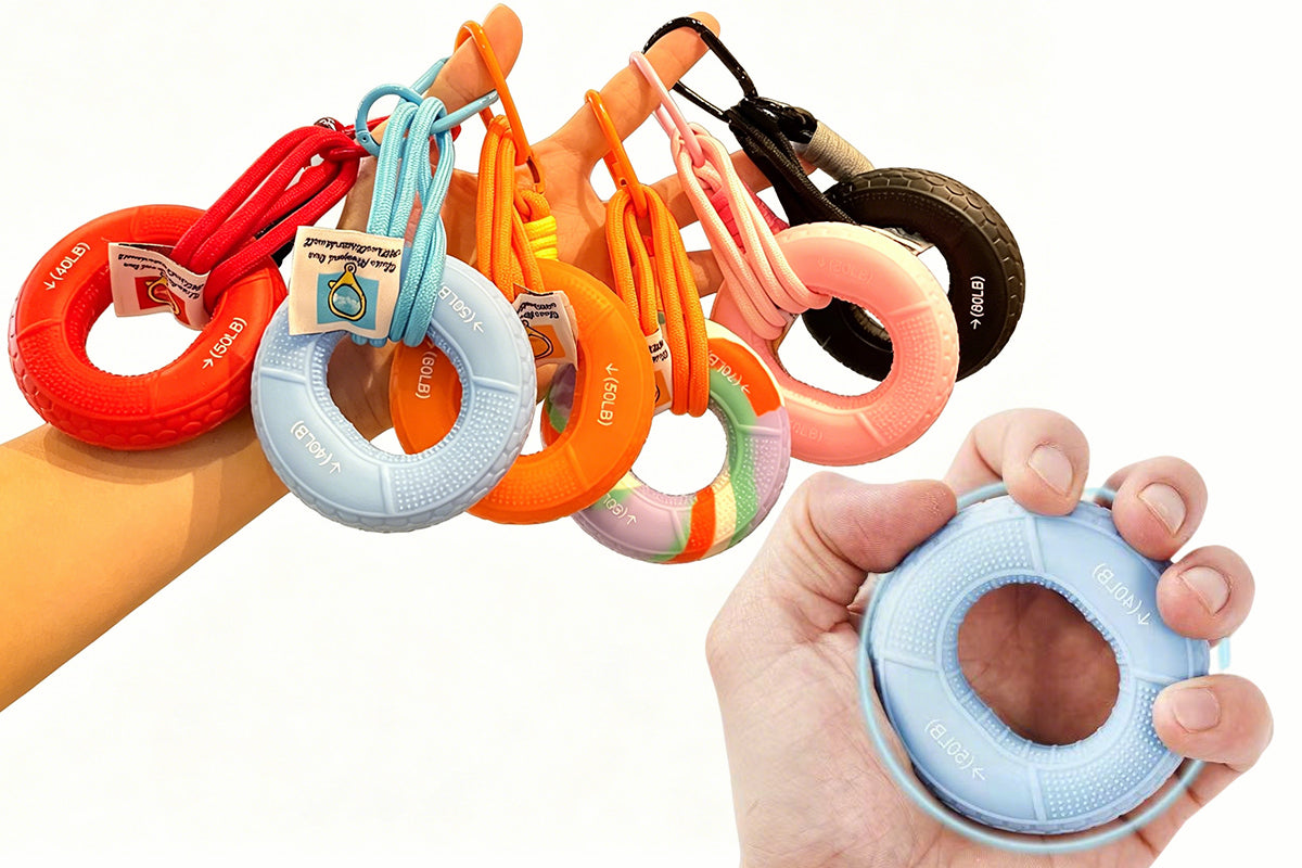 Silicone Grip Strength Ring Hand Exerciser Stress Relief Keychain