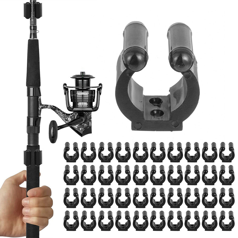 40 PCS Fishing Pole Rod Holder Clips Wall Mounted Rod Rack for Pool Cue