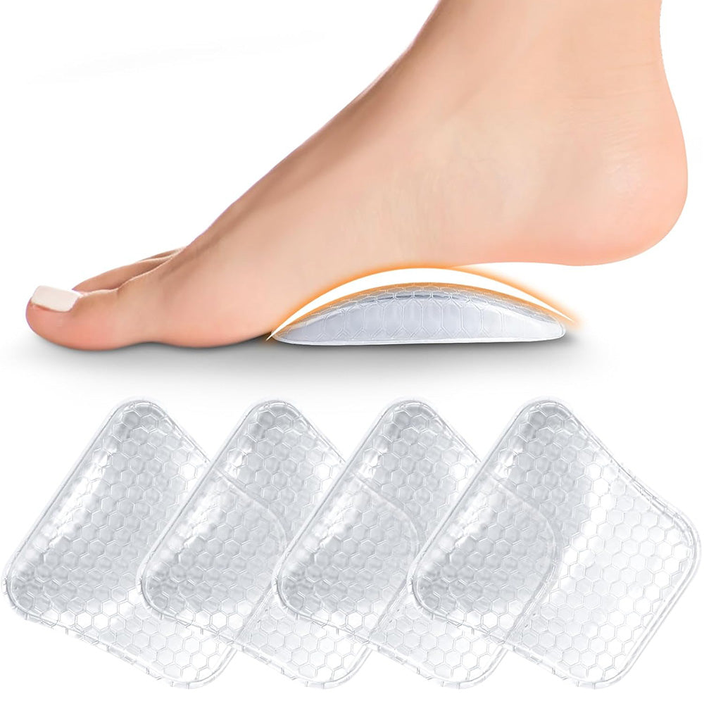 2 Pairs Non-Slip Transparent Arch Support Inserts for Comfortable Arch Support