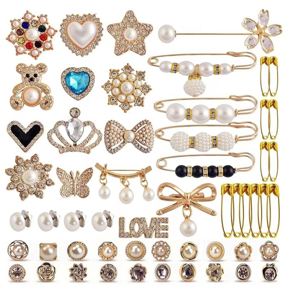55Pcs Charms for Socks Pin Brooch Gold Bling Sock Jewelry Charms for Women