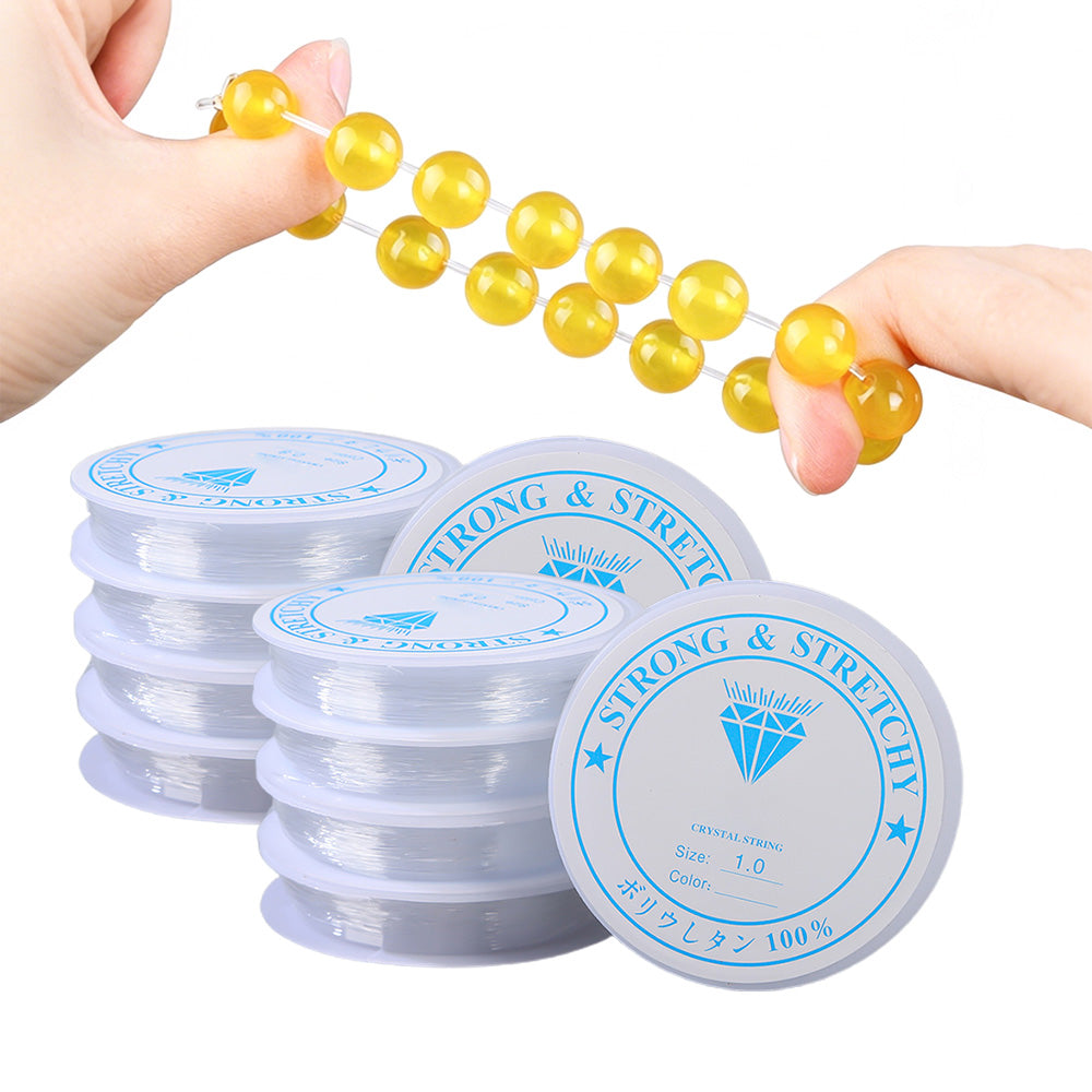 10 Rolls Transparent Elastic String Stretchy Beading Cord for Bracelet and Necklace DIY Making