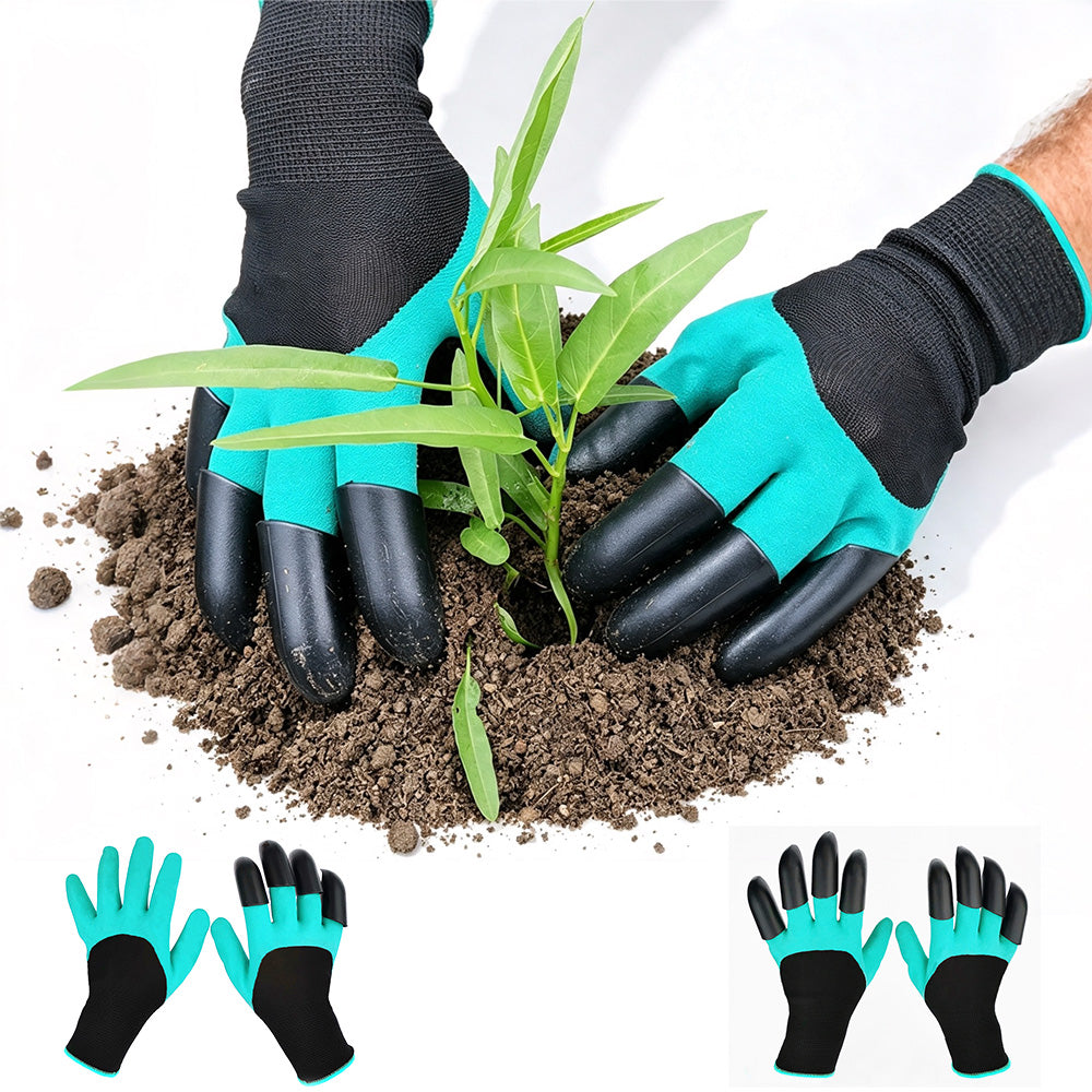 2 Pairs Waterproof Gardening Gloves with ABS Claws for Digging