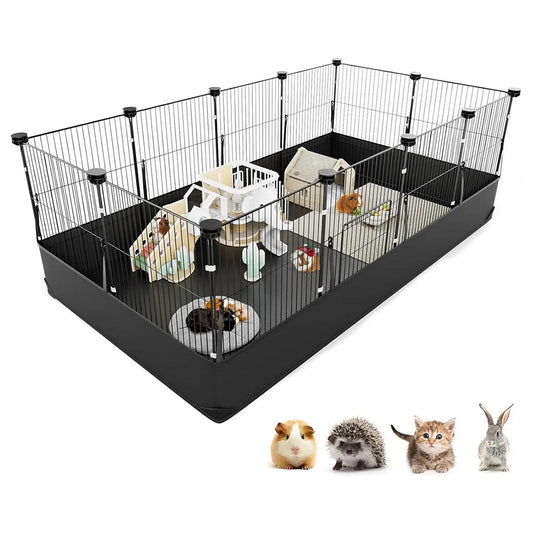 Foldable Pet Playpen with Mat Indoor Outdoor Dog Fence for Puppy and Rabbit