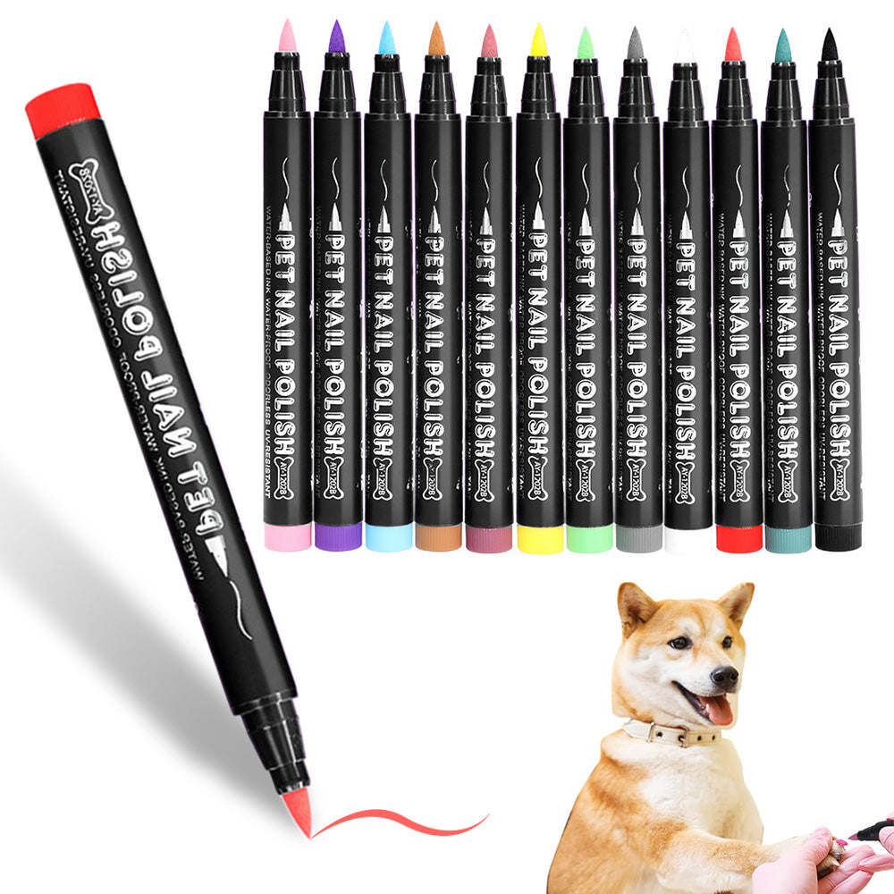 12 Colors Pet Nail Polish Marker Pens Set