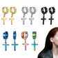 5 Pairs Unisex Cross Dangle Hoop Huggie Stainless Steel Earrings