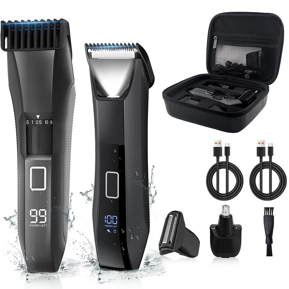 Electric Grooming Shaver Set with LED Display for Beard Body & Nose Hair Care