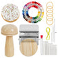 Mini Wood Composite Knitting Loom Darning Mushroom and 50 Color Thread Kit