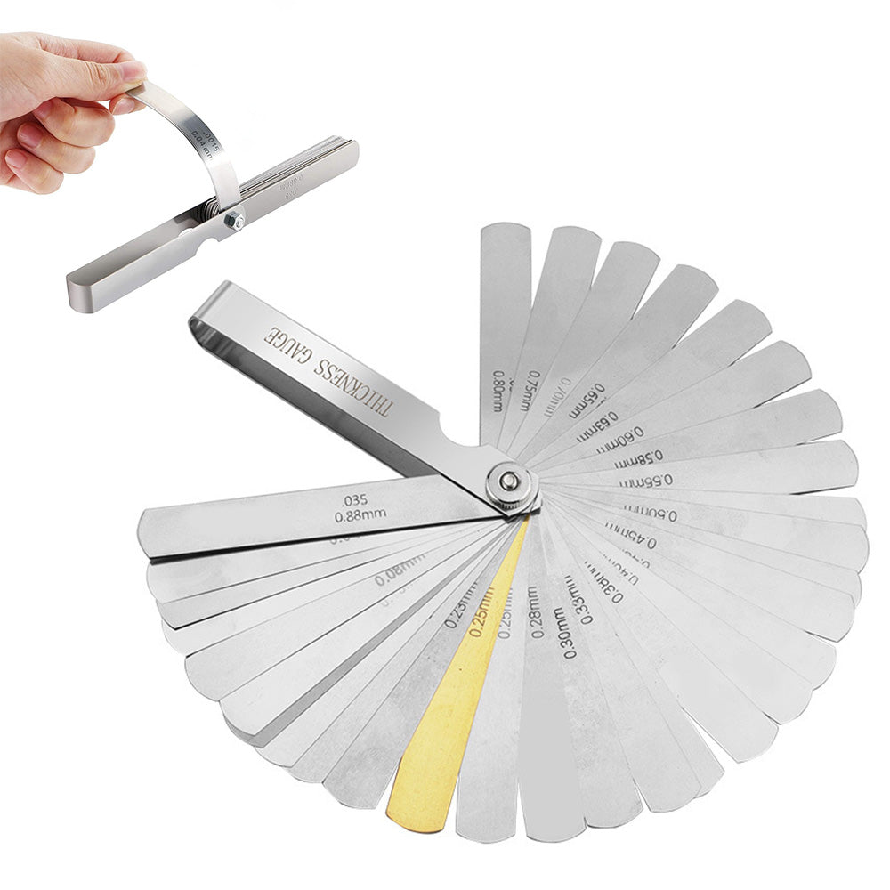 32 Blade Stainless Steel Feeler Gauge Dual Marked Metric Gap Measuring Tool