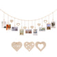 Wall Hanging Photo Display Wooden Beads Garland Photo Holders with 9 Wood Clips