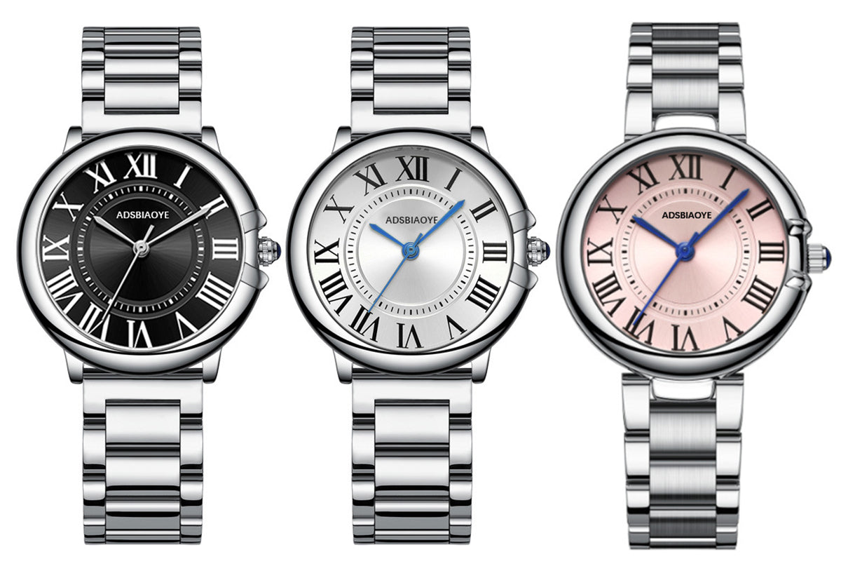 Women's Quartz Watch Classic Dial Roman Numerals Stainless Steel Band